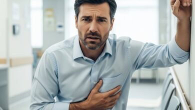 Man having chest pain